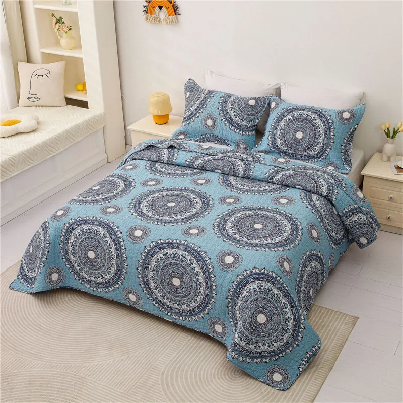 Vintage Cotton Quilt Set Quilted Bedspread on The Bed Retro Blanket Comforter Padded Bed Cover Coverlet Home Bedding Set 3Pieces