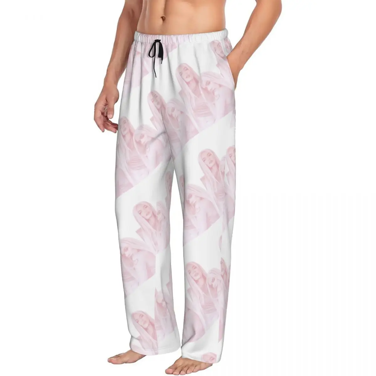 مخصص المغني كارول جي بيجامة السراويل الرجال صالة النوم الرباط ملابس النوم قيعان مع جيوب