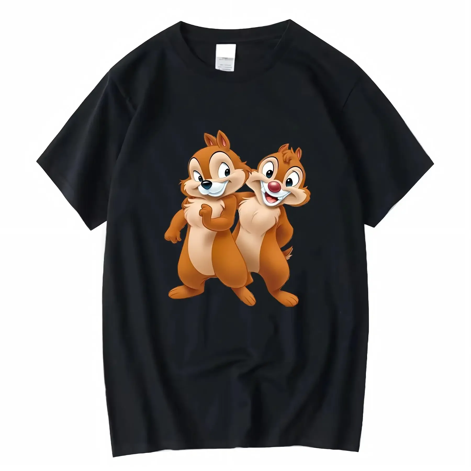 

Disney Authorized Chip Dale 'Classic Duo' Print 180g Cotton Crew Neck Women's T shirt Black Size S XXXL vintage Washed