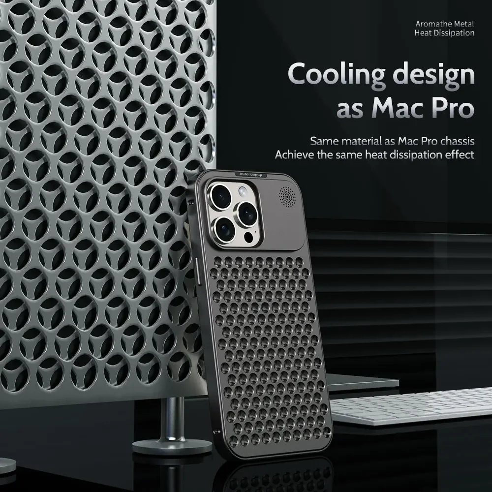 Aromatherapy Aluminum Alloy Metal Case For iPhone 15 14 Plus 13 12 Pro Max Hollow Heat Dissipation Protective Cover Luxury