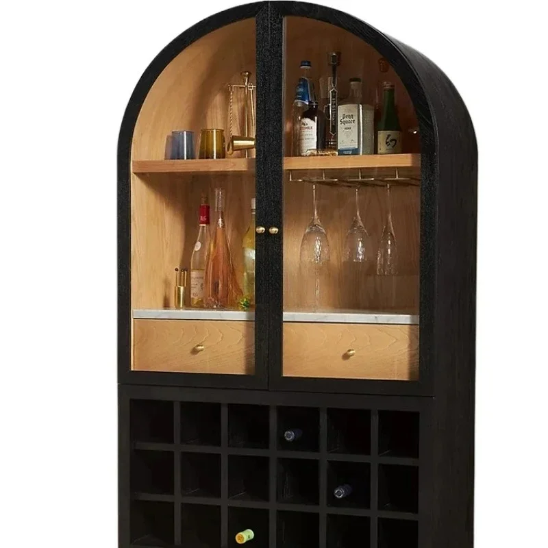 CX Retro Solid Wood Side Cabinet Glass Storage Simple Modern Locker