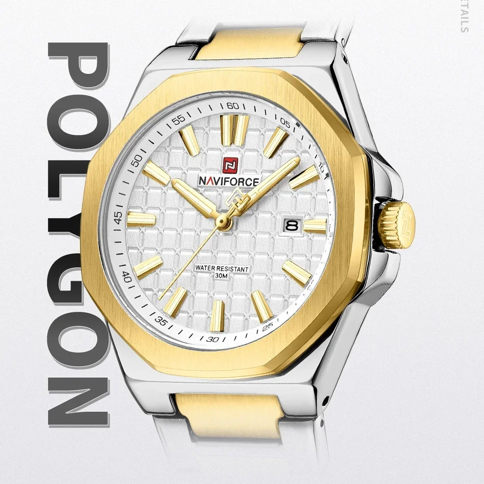 

NAVIFORCE модные мужские часы с ремешком из нержавеющей стали, спортивные часы с календарем 3ATM, водонепроницаемые мужские кварцевые наручные часы Relogio Masculino 2025