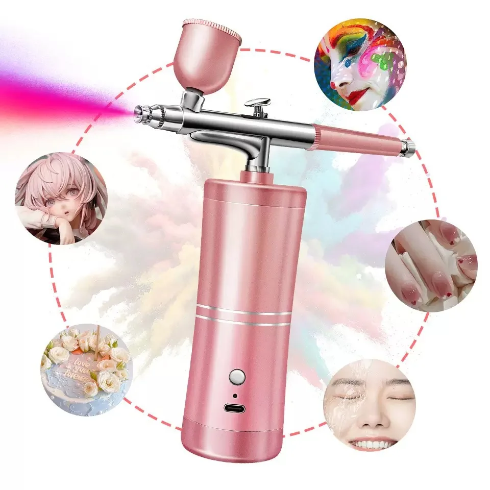 Heißer Verkauf Nail art Farbe Professionelle Cordless Tragbare Kuchen Gesichts Feuchtigkeitsspendende Nagel Make-Up Airbrush Set Spray drucker Kit