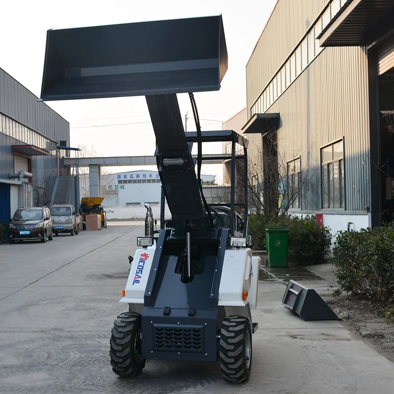Custom Mini Skid Steer Loader with Bucket, Diesel Powered Compact Wheeled Front Loader for Farm, Garden and Landscaping
