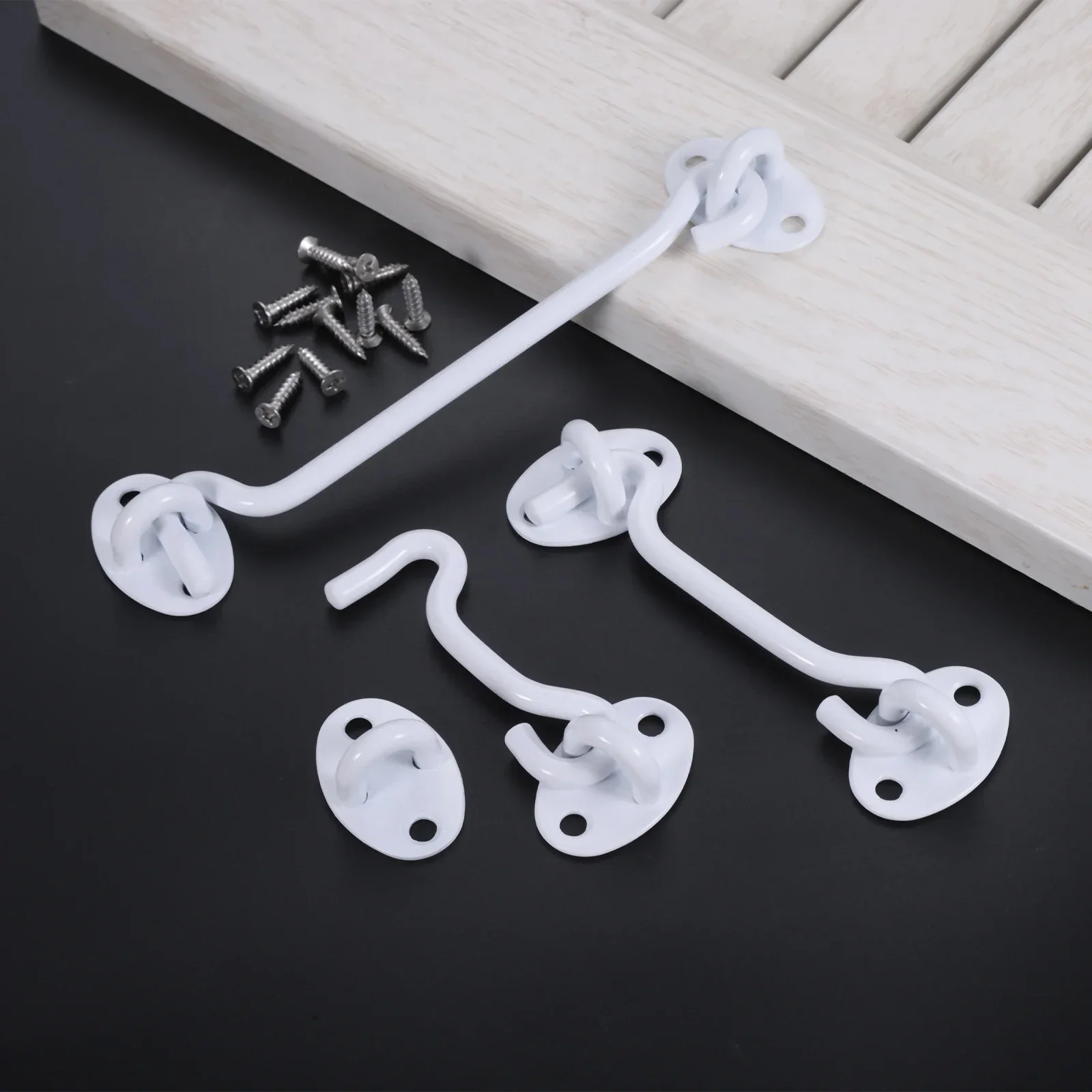 2Pcs Stainless Steel Cabin Door Window Hook and Eye Latch Lock Shed Gate Catch Silent Holder with Screws 3/4/6/8/10/12/14/16inch