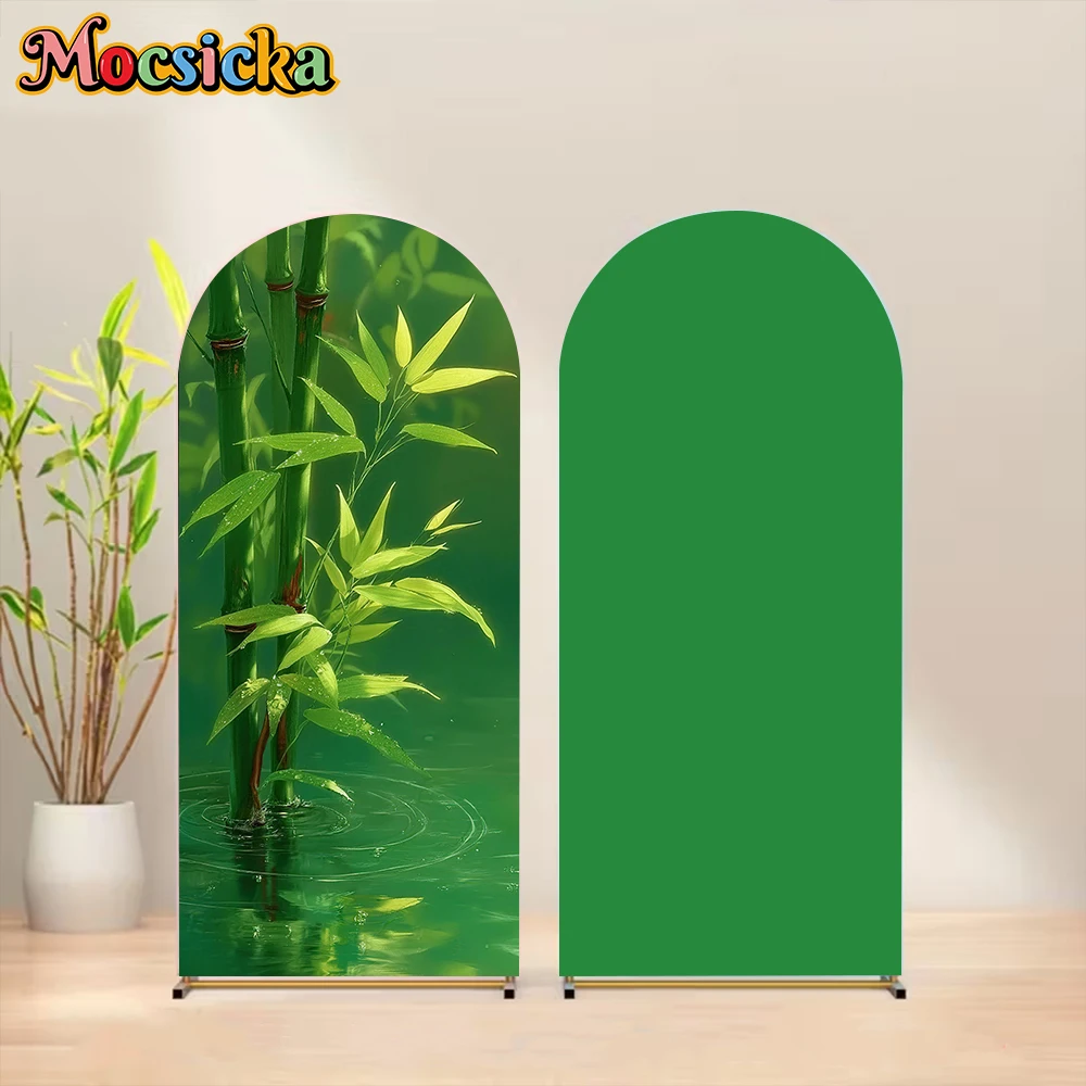 

Mocsicka Arch Green Bamboo Water Photography Backdrops Oriental Natural Scenery Photo Backgrounds Newborn Studio Shooting Decors