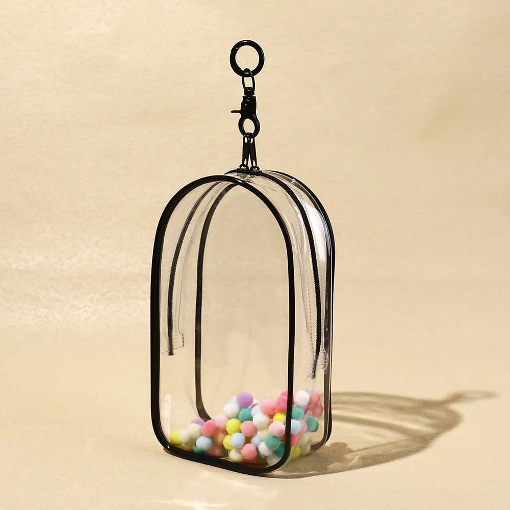 For Labubu v1 v2 PVC transparent doll dust box with keychain and ball