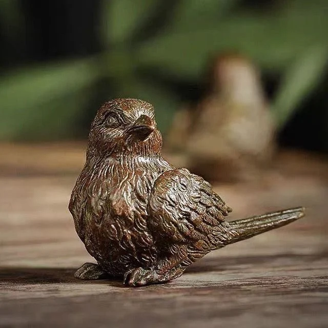 

Antique bronze small sparrow magpie bird blessing ornament tea ceremony tea art desktop decoration ornament antique bird