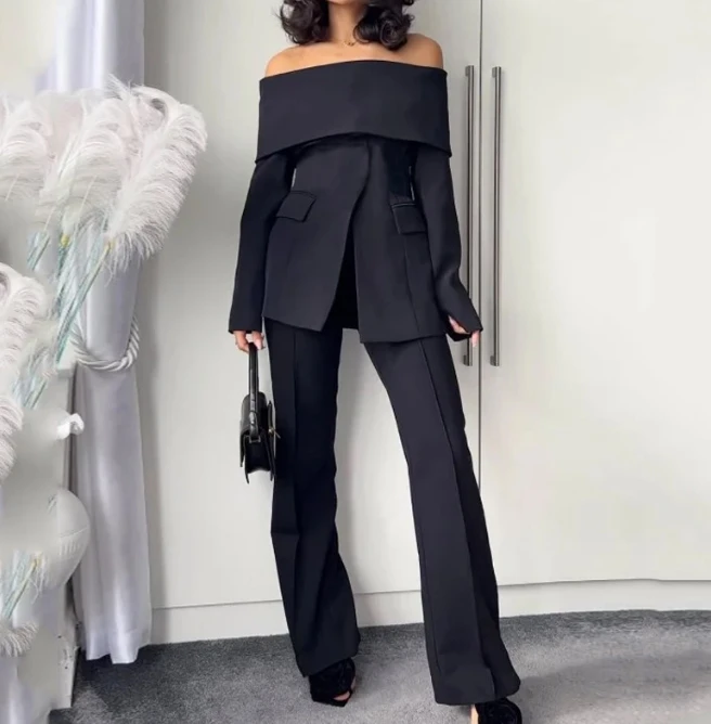 Suit Set Autumn Fashion Off Shoulder Pants Two Piece Set Annual New Fashion Hot Selling Top Product