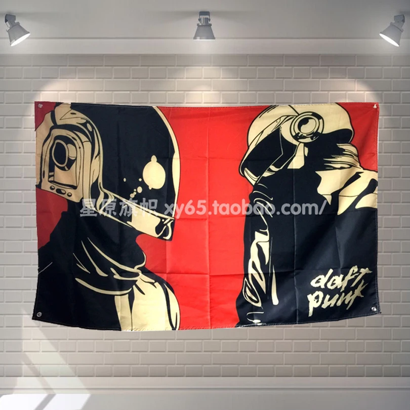 

"DAFTPUNK" rock band poster banner 4 holes hanging flags 56X36 inches Games billiards hall decor wall background