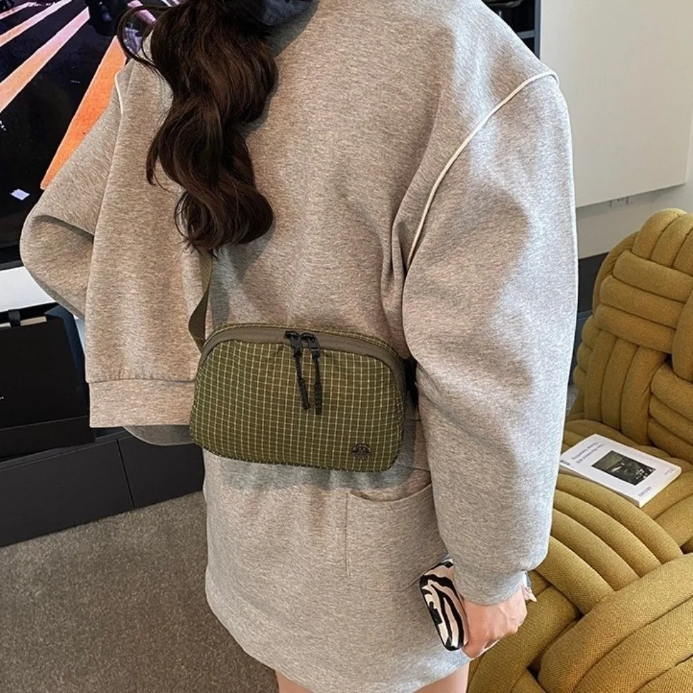 

Simple Solid Color Nylon Shoulder Bag Leisure Korean Style Crossbody Bag Multipocket Adjustable Strap Sports Phone Bag Unisex