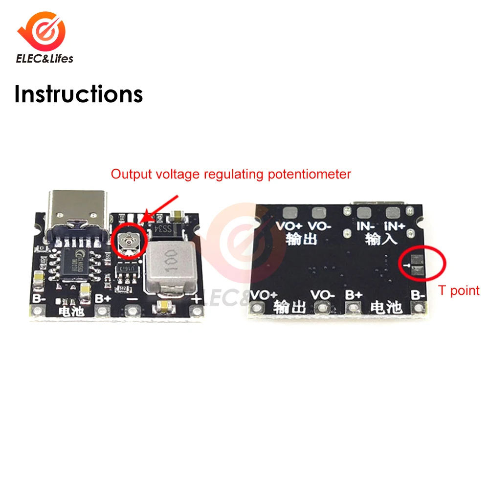 C타입 USB 리튬 이온 18650 배터리 충전기 보드 DC-DC 스텝 업 부스트 모듈 TP4056 DIY 키트 부품, 3.7V 4.2V 1A 5W