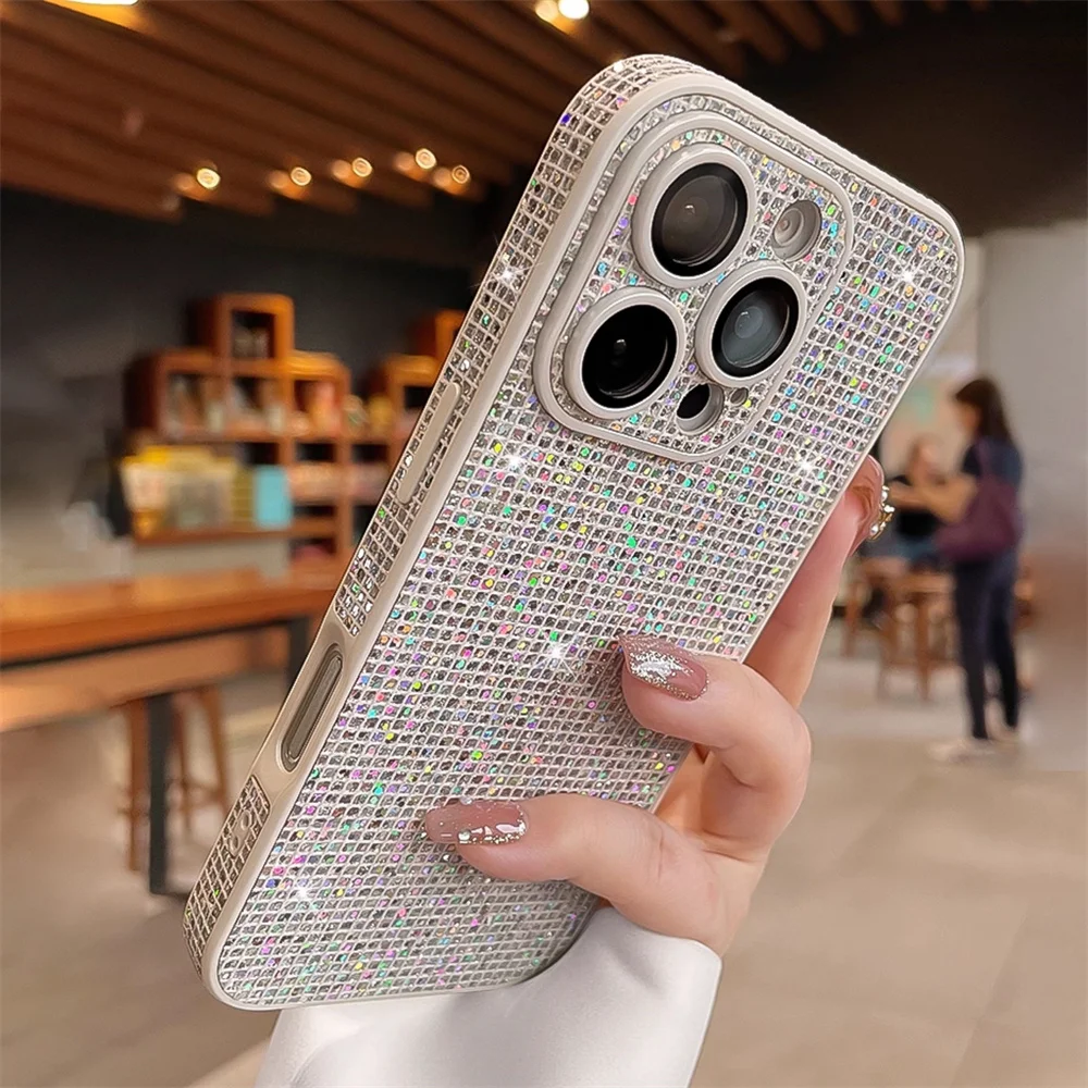 Luxuriöse Handyhülle mit Glitzer und Pailletten für iPhone 18 17 16 15 14 13 12 Pro Max, glitzernde Kamera-Schutzhülle – Detail 2