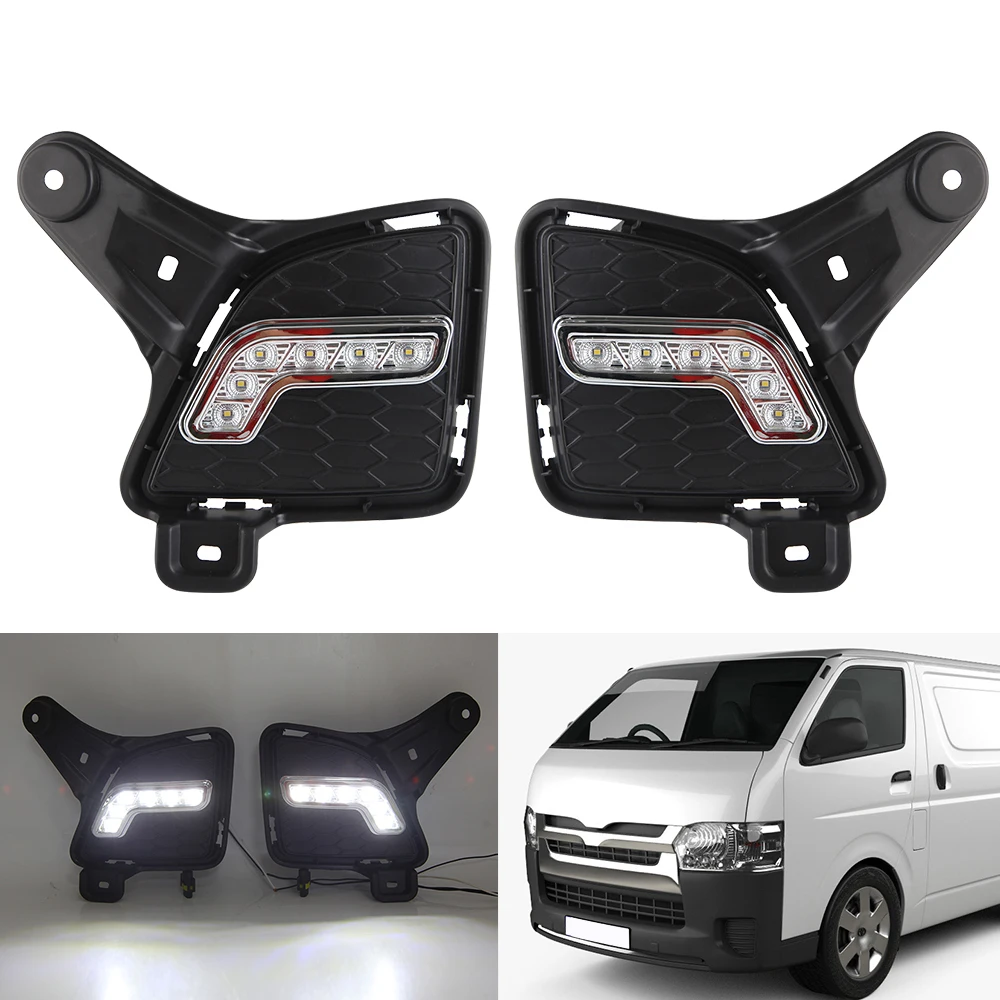 OKEEN 2pcs Car DRL Daytime Runing Lights  Front Bumper Fog Lamp For Toyota Hiace 2010 2011 2012 2013 Auto  Headlights Assembly