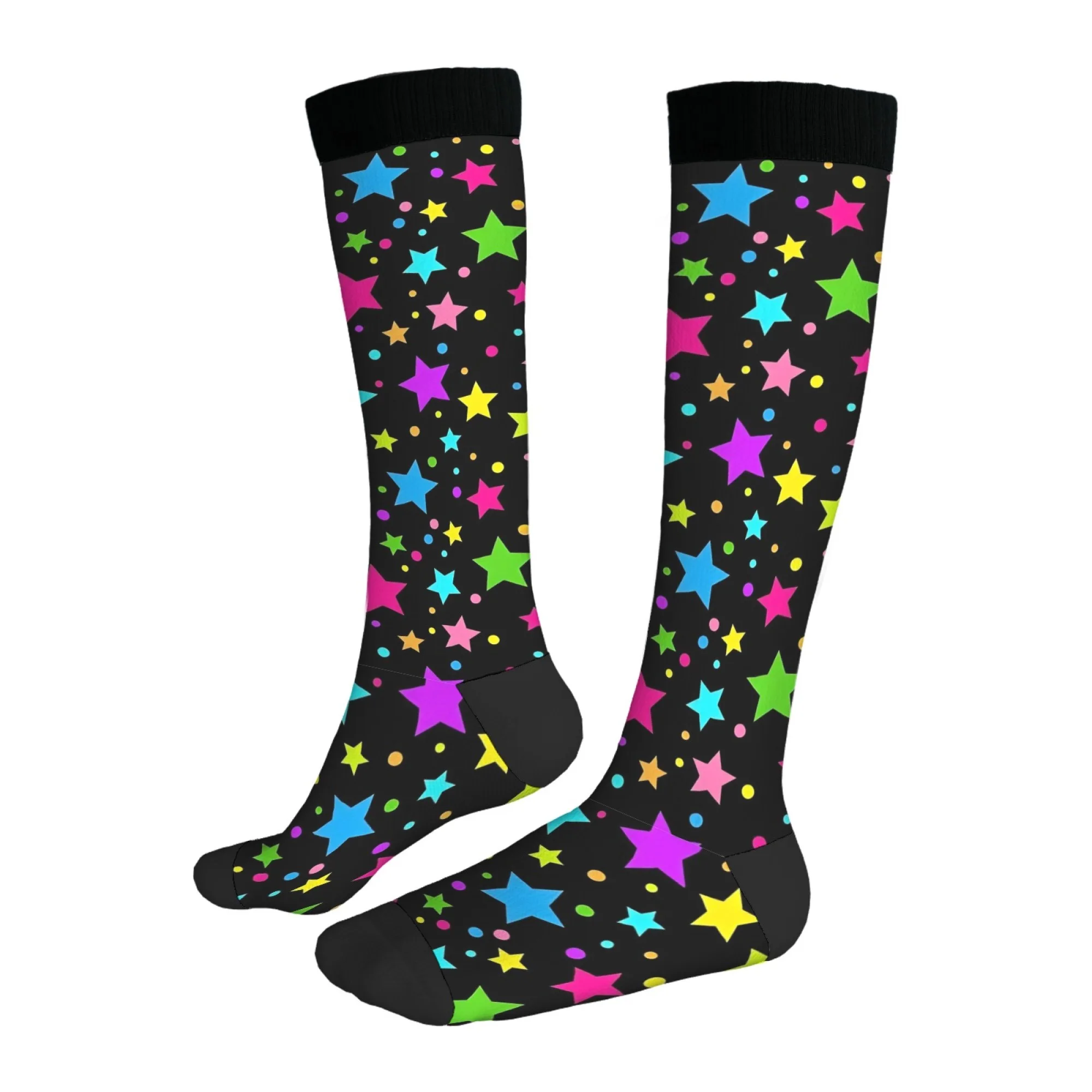 Colorful Star Women's Stockings Novelty Fashion Funny Men's Socks Street Hip-Hop Style Comfortable Warm Compression Socks Gift