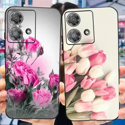 For Motorola Edge 40 Neo Fashion Flower Butterfly Case For Motorola Edge 40 5G Edge40 40neo 2023 Soft Silicon Black TPU Bumper