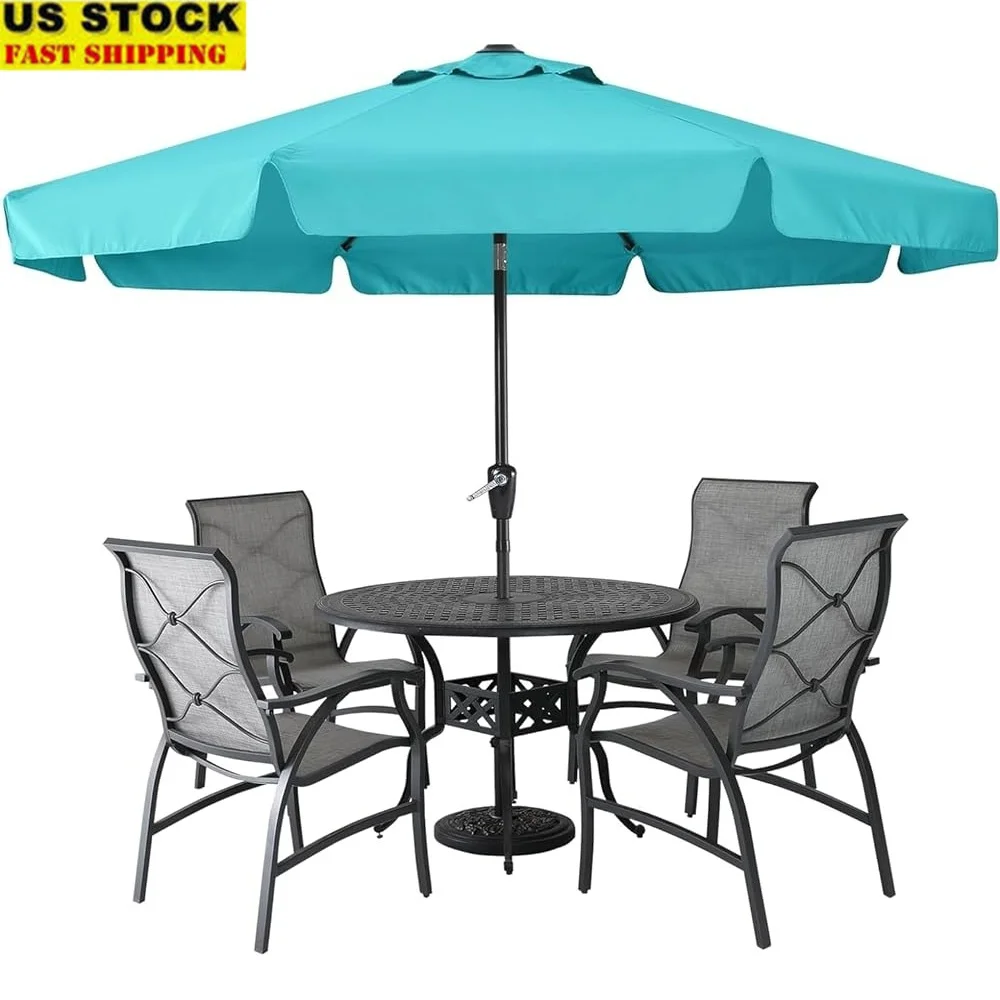 

Patio Umbrella Outdoor Table Market 9ft Crank Tilt Waterproof UV Resistant Aluminum Frame 8 Ribs Garden Shade Sun Protection