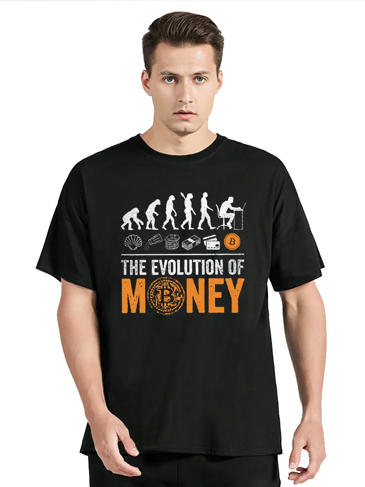 

Men Women's T-Shirt Bitcoin Evolution Of Money BTC Crypto T Shirt Cryptocurrency Blockchain Tops TShirt Clothing Oversized