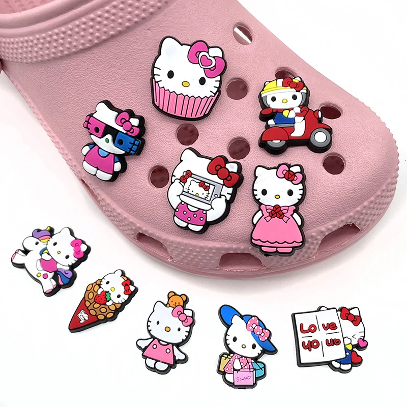 10/30 Stuks Cartoon Sanrio Schoengesp Hello Kitty Kuromi Melodie Decoratie Crocs Diy Sandaal Kids Geschenken Afneembare Schoen Accessoires