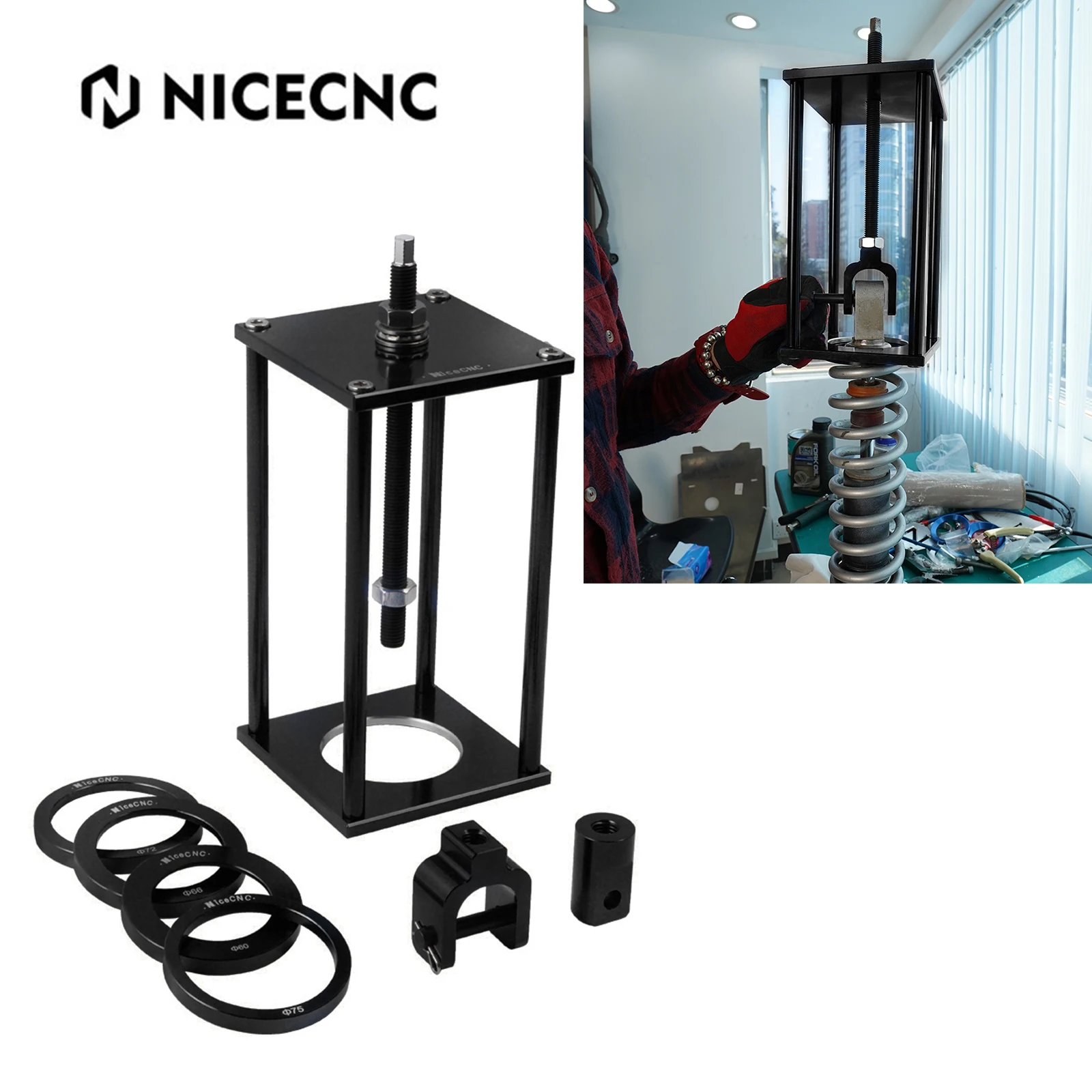 For Honda Suzuki Kawasaki Polaris RZR Yamaha Raptor 700 YFZ CanAm Maverick UTV ATV Rear Suspension Shock Spring Compressor Tool