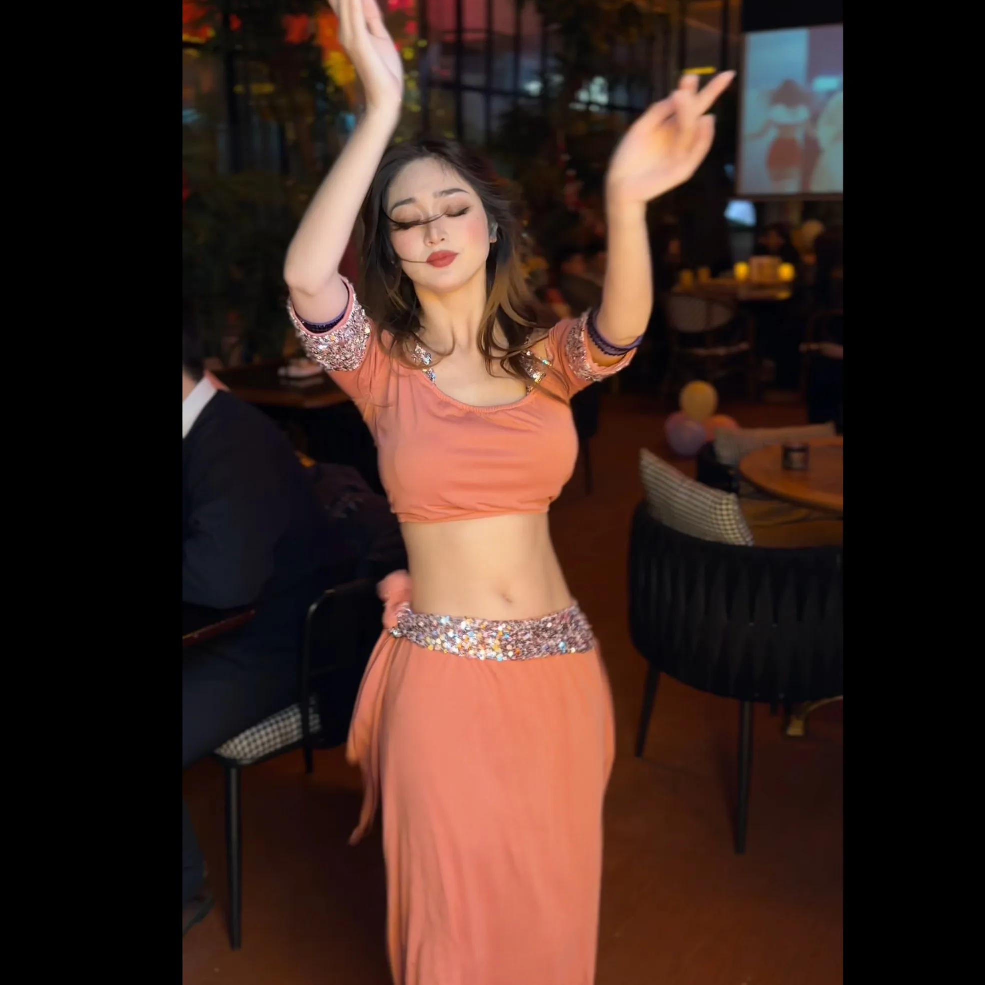 2026 Belly dance advanced sequin performance costume practice clothes adult female oriental dance team competition costumes