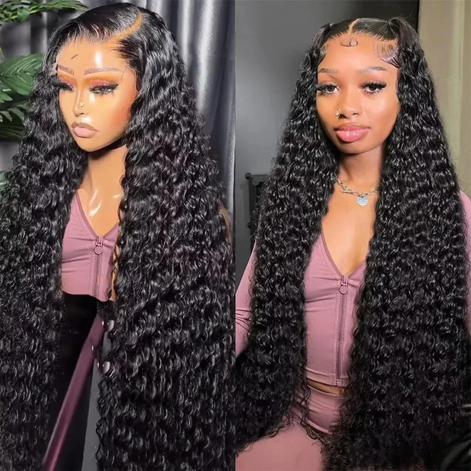 

Transparent 250% Density Kinky Culry Lace Frontal Wigs Human Hair Deep Wave 13x4 Hd Lace Front Wig For Women 100% Human Hair