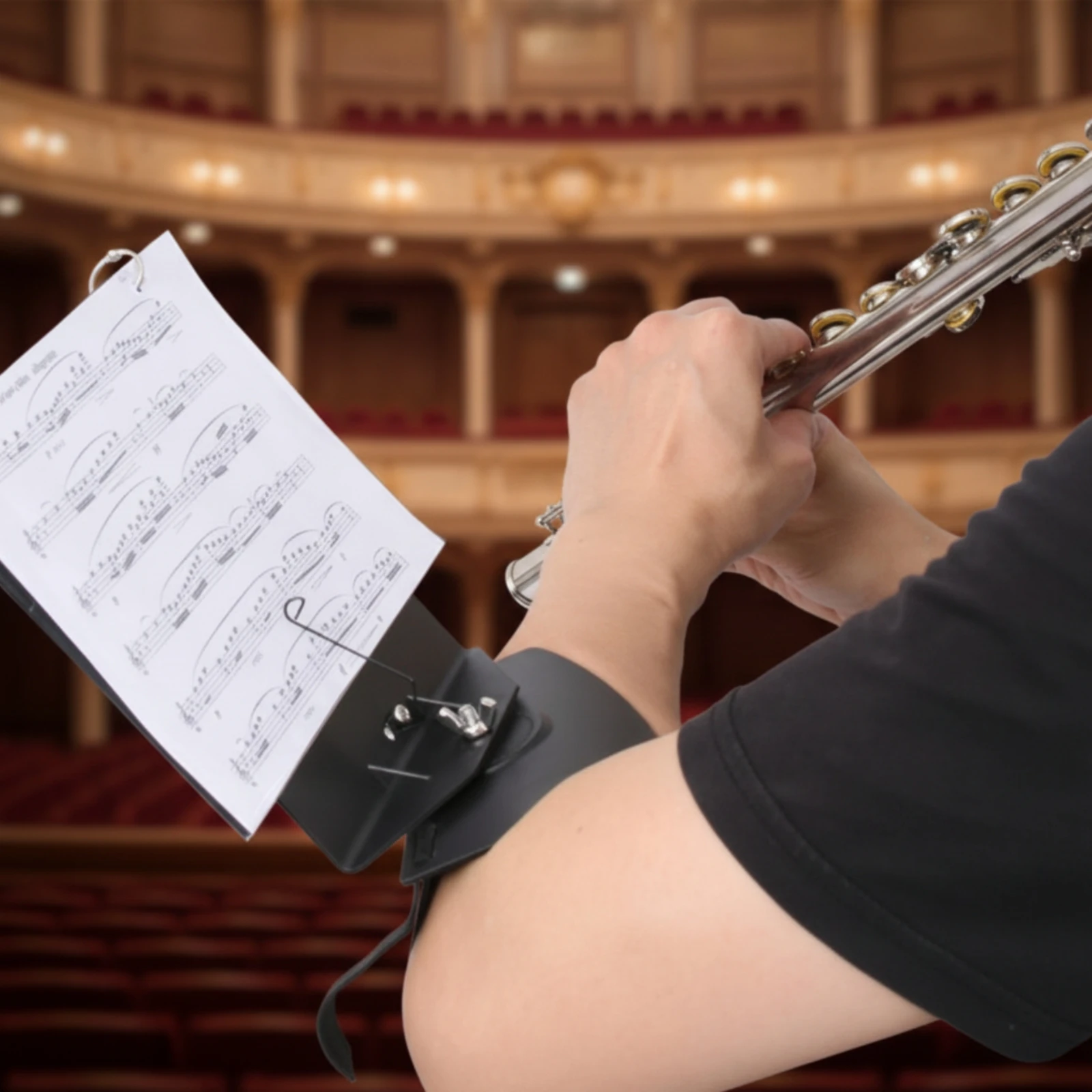 Flute Lyre with Wrist Strap Adjustable Flute Lyre with Flip Folder Marching Band Flip Folder Slimline