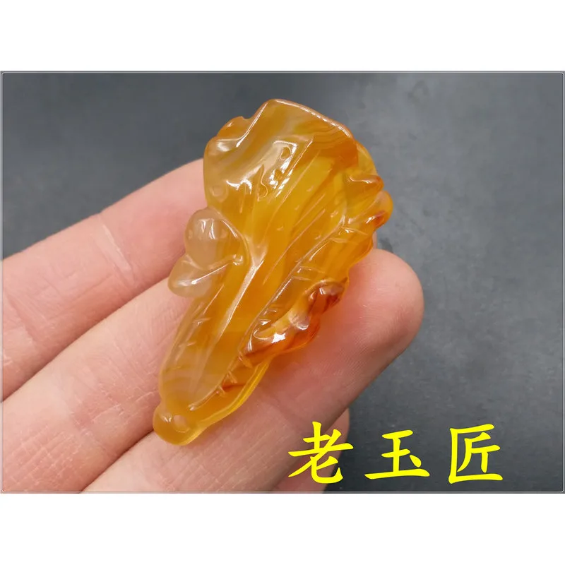 Charming Yellow Money Bag Pendant, Handmade, Featuring A Three-Dimensional Agate Design Symbolizing Contentment And Joy,