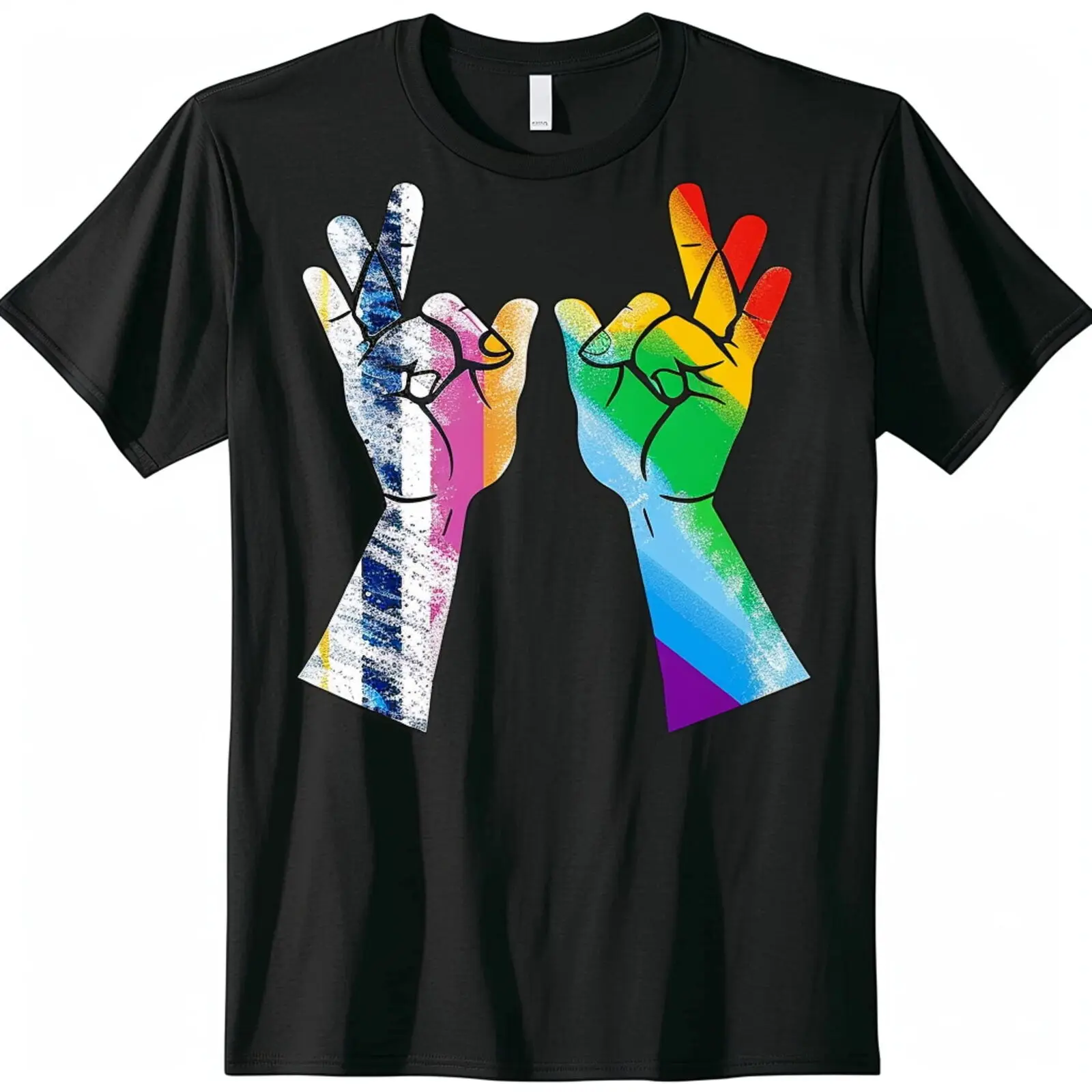 Rainbow Rock Paper Scissors Game Black TShirt Fun LGBTQ