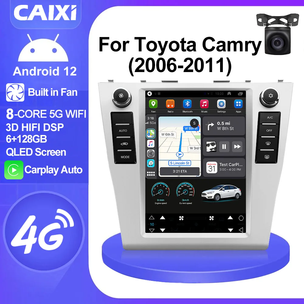 CAIXI GX9 GPS Navigation For Toyota Camry 6 XV 40 50 2006-2011 Car Radio Multimedia Player 2 Din Stereo Android Carplay Tesla