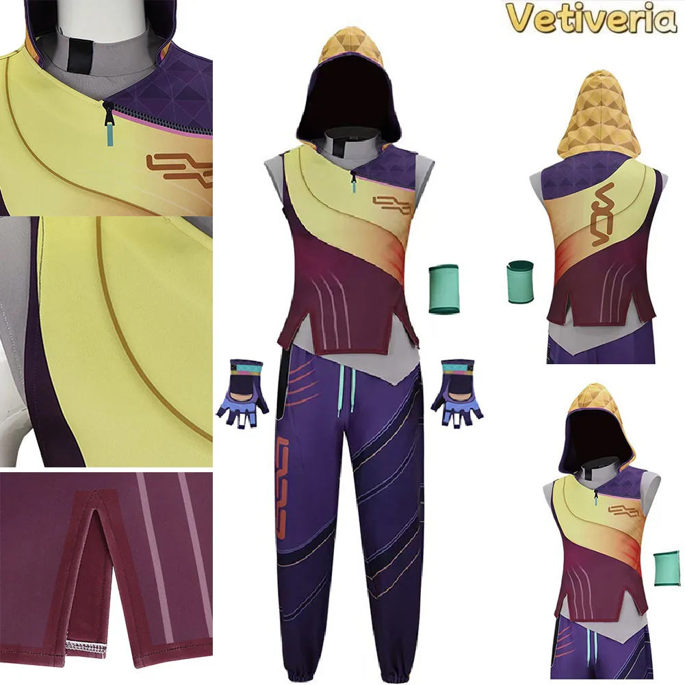 

Miks Cosplay Costume Game Valorant Top Pants Gloves Wrist Guards Roleplay Outfit Halloween Disguise Carnival Party Clothing Suit