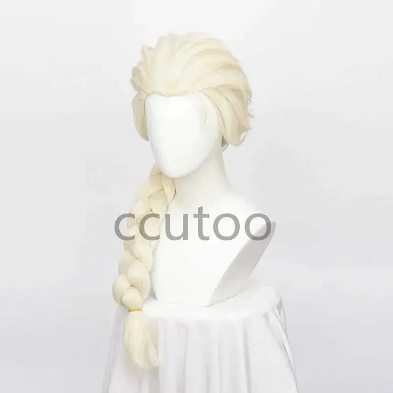 Парик CCUTO Эльзы, синтетический блондин, плетеный стиль, парик для косплея, Хэллоуин, карнавал, вечеринка, персонаж + шляпа-парик W 240808
