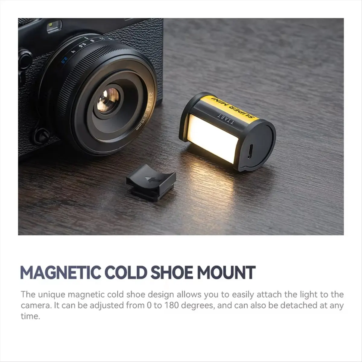 Fill Light Video Light Magnetic Mount 3000/4500/6000K Retro Film Style Mini LED Light 250Lm 300mAh Cold Shoe
