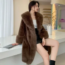 Giacca invernale da donna in pelliccia sintetica moda cappotto di peluche di lusso Baggy Warm Furry Mink Women Models Mid Long Fur Faux Fox Hair soprabito