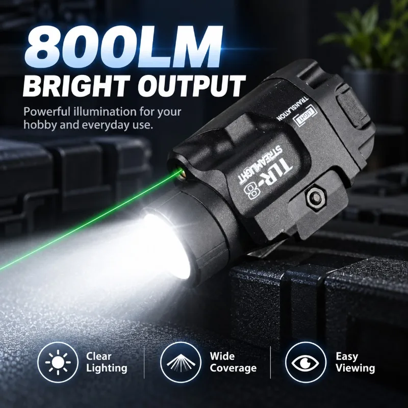 TLR-8 Rail Mount Lighting Fitting Green Beam & Strobe Function High Lumen Hobby Model Ornament