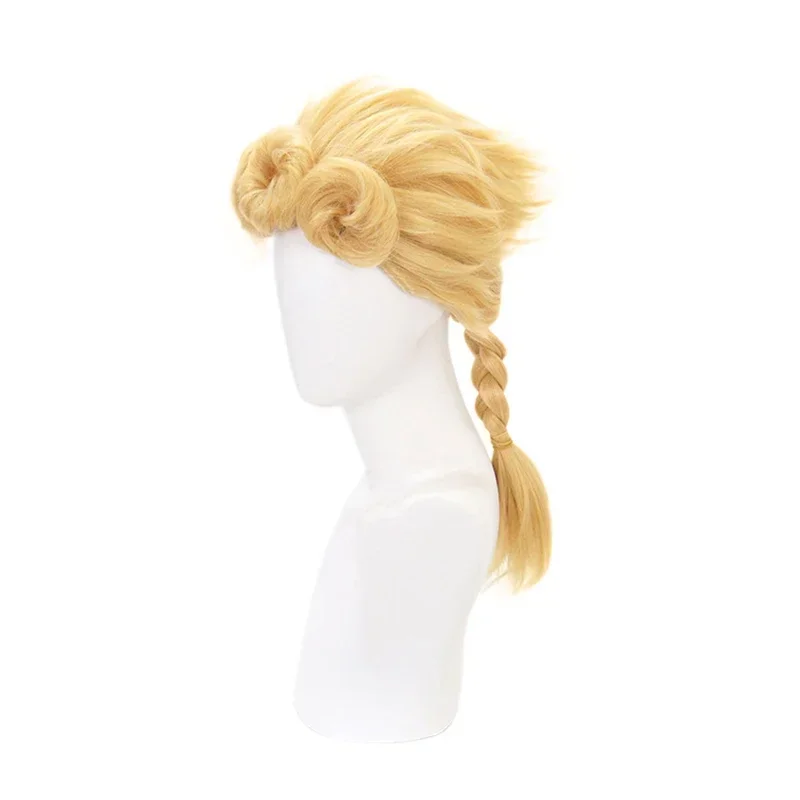 ジョジョの奇妙な冒険の日のジョヴァンナコスプレウィッグ,ヘアネット,ヘアネット,金色の三つ編み,ヘアアクセサリー,ハロウィーンのロールプレイ,スタイル,新しい,mn3