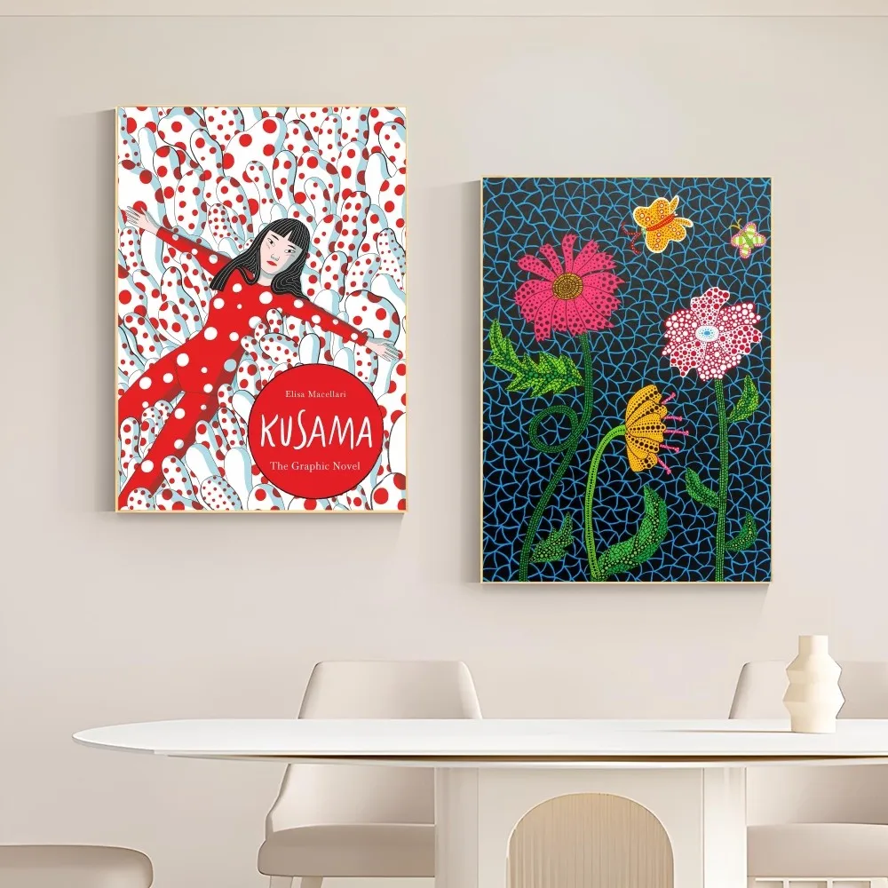 1 szt. Dyni Yayoi Kusama plakat kwiatowy dobrej jakości nadruki w stylu Vintage dom Bar wystrój kawiarni sztuka estetyczna malowanie ścian