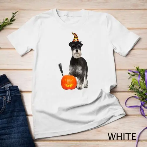 Miniature Schnauzer Witch Hat Halloween Dog Costume Unisex T-shirt