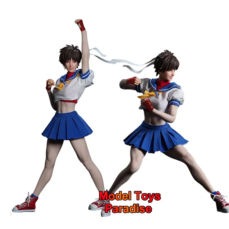 

SUPER DUCK SET076 1/6 Scale Fighting Girl Sakura Kasugano Clothes Set With Head Fit 12Inch TBL S22 Pale Skin Action Figure Body