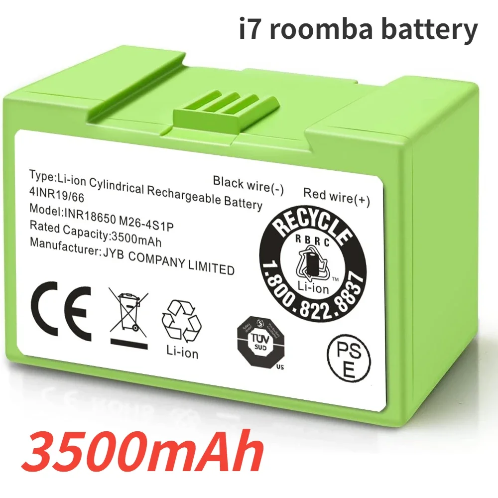 I7 14.4V 3500mAh i7 Battery Replacement for iRobot Roomba e and i Series i7+ e5 7150 7550 i3 3150 i3+ 3550 i4 4150 i4+ 4624864