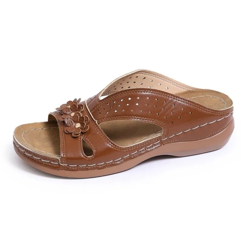 New Women's Slippers Casual Flower Hollow Wedge Beach Shoes Outdoor Fashion Platform Comfortable Non-slip Sandals Plus size 43 view 4
