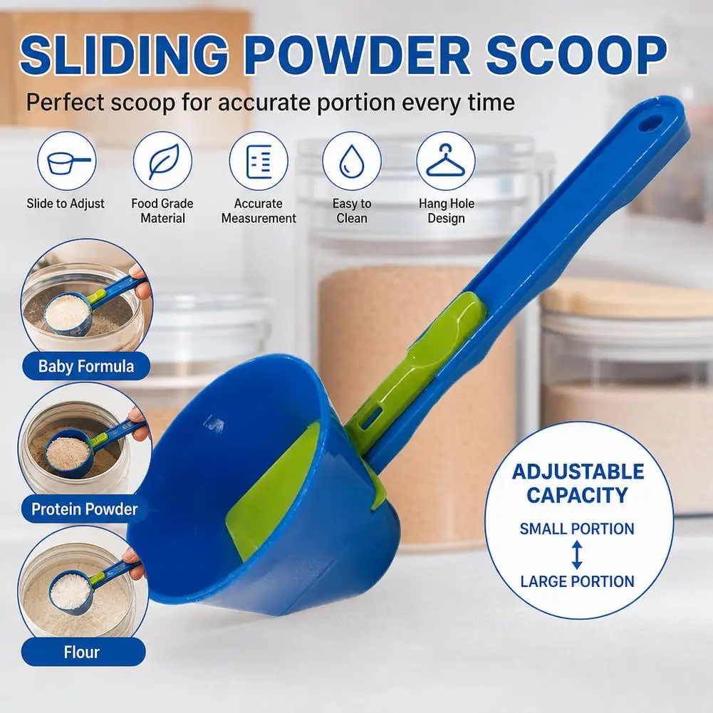 Durable Mess-Free Protein Powder Scoop - Sliding Funnel for Milk & Supplements, Kitchen Gadget for All Occasions