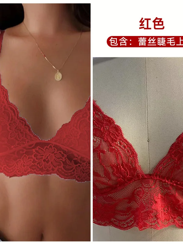 new women\'s korean sexy embroidery perspective fashion underwear lace push up bra top sexy sporta bras cute multicoloured  3YDI