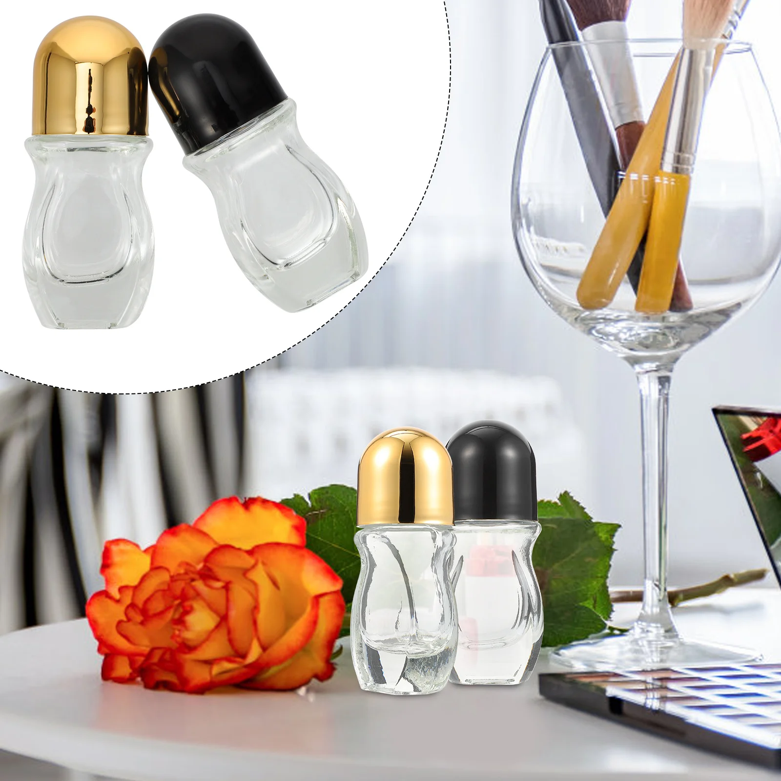 

4Pcs 30ml Essential Oil Glass Roller Bottles Safe Secure Travel Containers Glass Roller Bottle Essential Oil Bottle