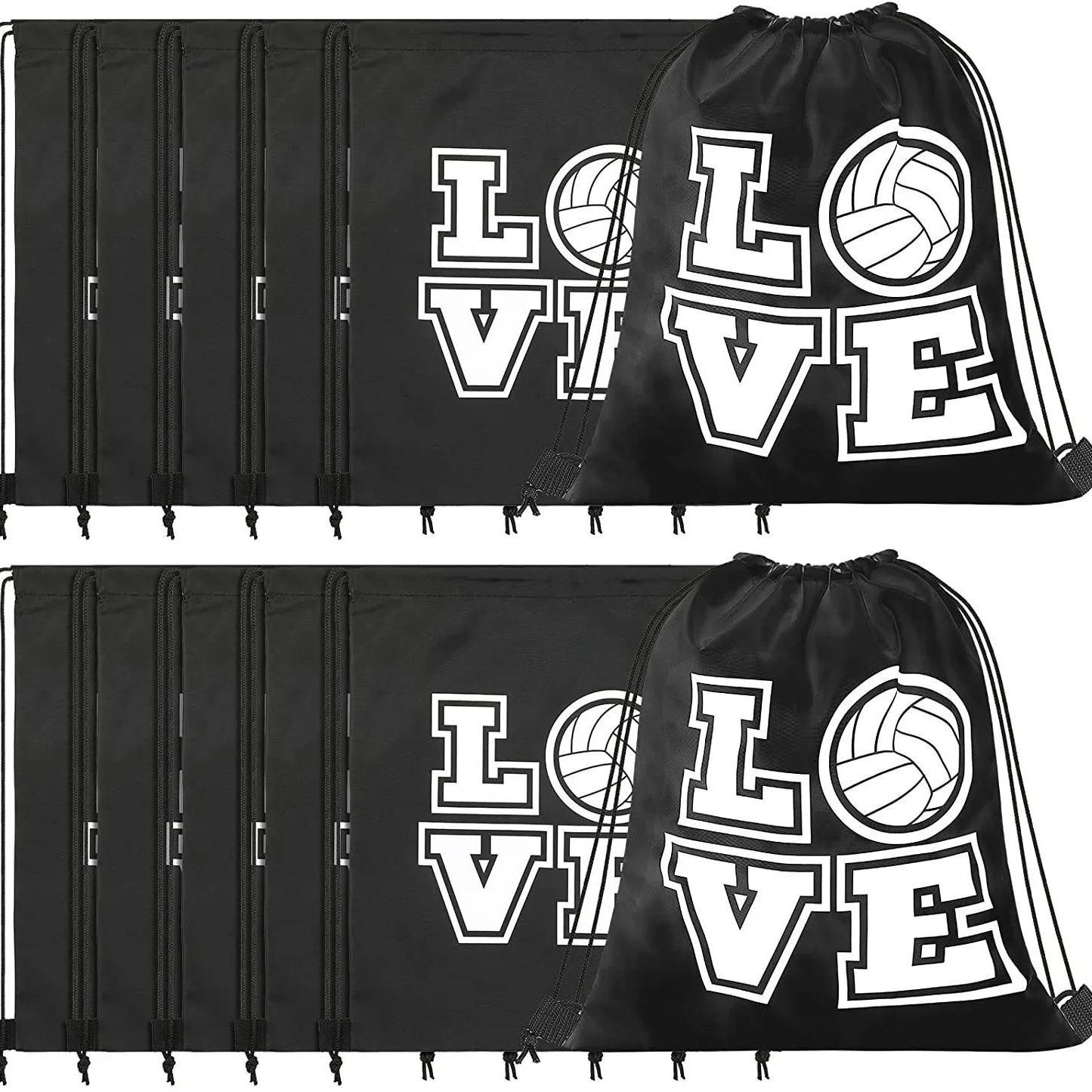 

Черно-белая сумка-рюкзак для фитнеса с волейбольным принтом, на шнурке, для хранения вещей, сумка для мячей, сумка для волейбола
