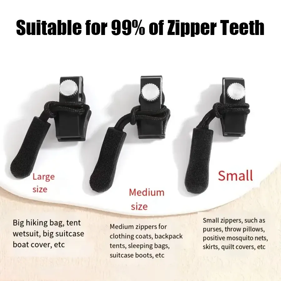 6/12/24Pcs Replaceable Zipper Pulls, Multi Sizes Zipper Sliders, Quick Replacement Repair Heads for Clothes, Backpacks, Luggage
