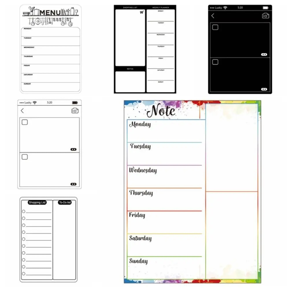 INS-Autocollant magnétique mémo de licence de semaine, bloc-notes de plan, liste d'épicerie, autocollants de réfrigérateur magnétiques, plan de travail, tableau blanc, maison