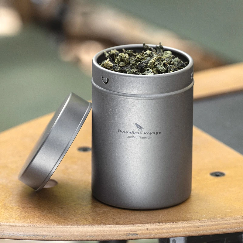 Pure Titanium Tea Jar, Multi-Purpose Portable Antibacterial Coffee Bean Tea Seasoning Storage Jar For Outdoor Travel Camping