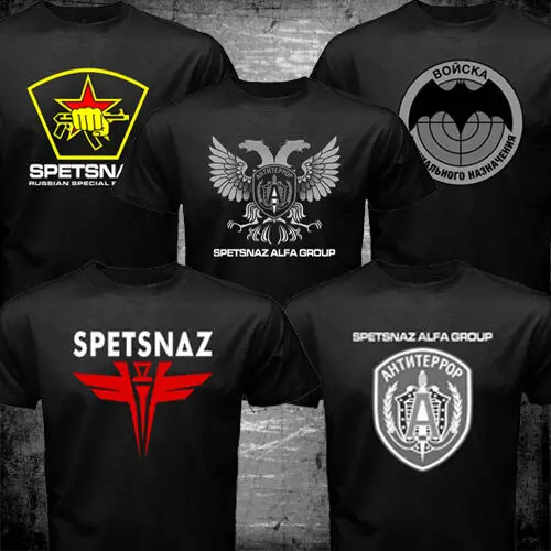 T shirt Man Military Soviet Russian Eagle Special Elite Forces Soldier Army Spetsnaz Logo USSR