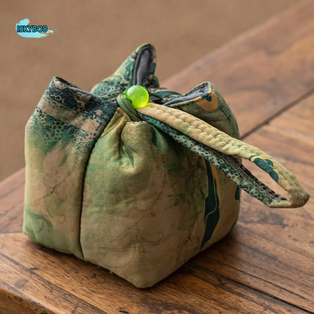

Lucky Bag в китайском стиле, сумка для хранения чайной чашки, ретро квадратный тканевый чехол для чайника, переплетенная портативная шелковая парчовая сумка для женщин